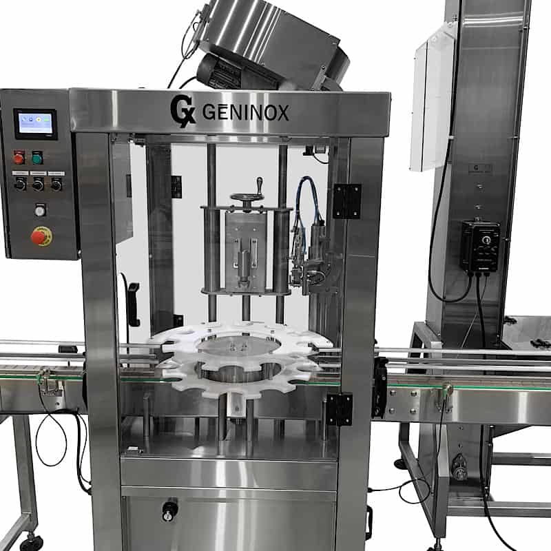 T-Cork Capping machine with a digital touchscreen interface.